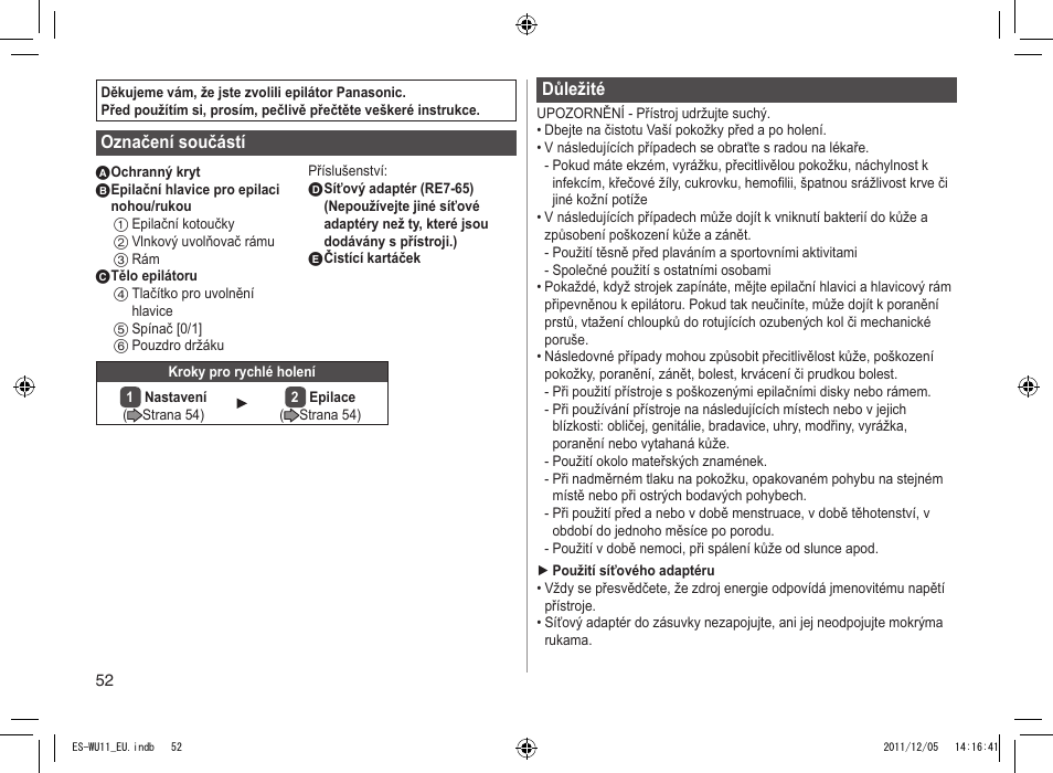 Panasonic ESWU11 User Manual | Page 52 / 74