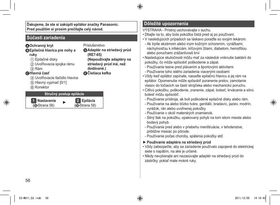 Panasonic ESWU11 User Manual | Page 56 / 74