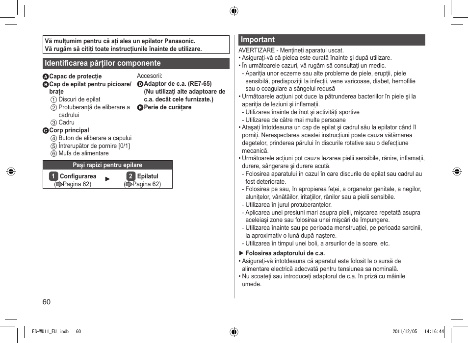 Panasonic ESWU11 User Manual | Page 60 / 74