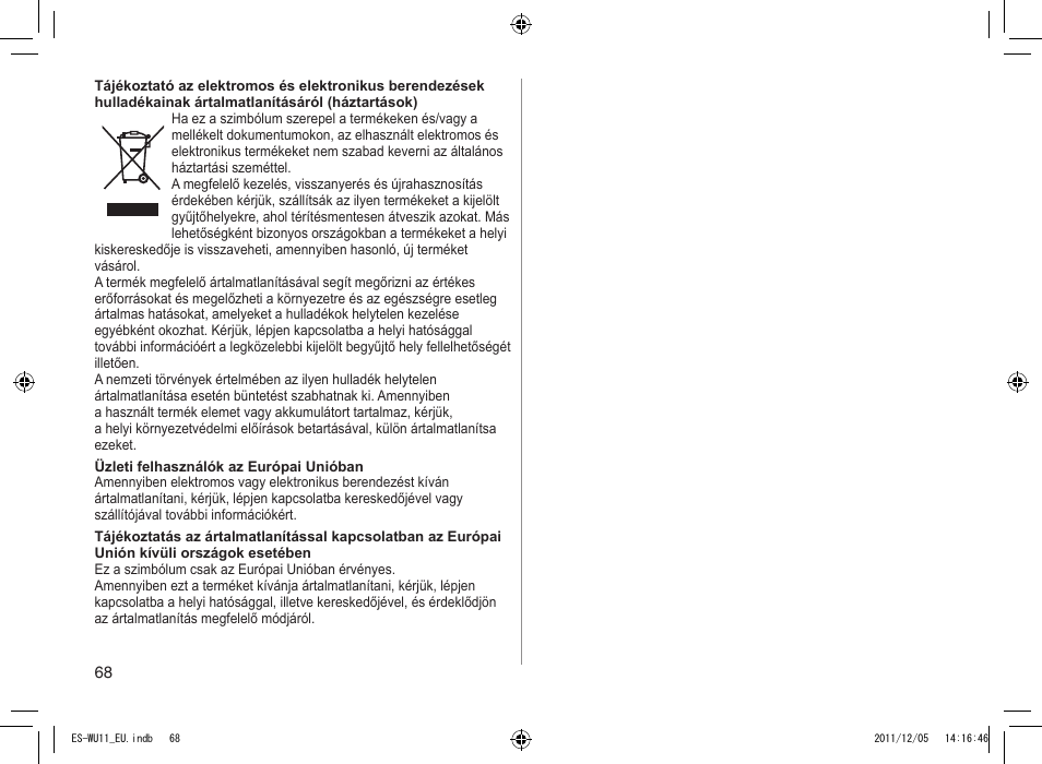 Panasonic ESWU11 User Manual | Page 68 / 74