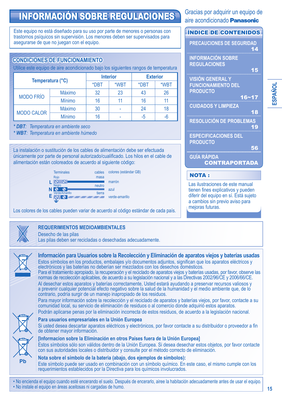 Panasonic CSRE12HKE User Manual | Page 15 / 60