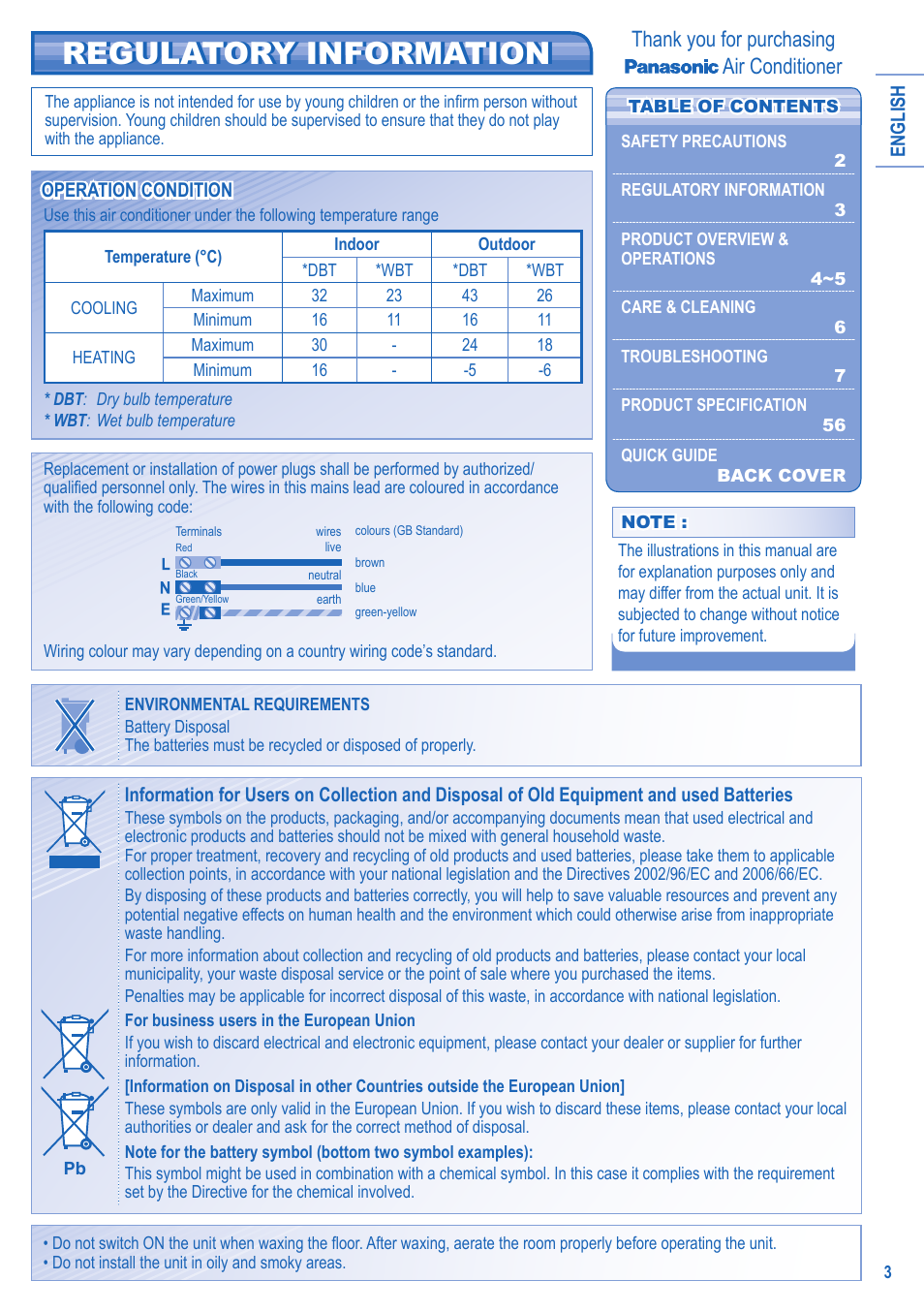 Regulatory information | Panasonic CSRE12HKE User Manual | Page 3 / 60