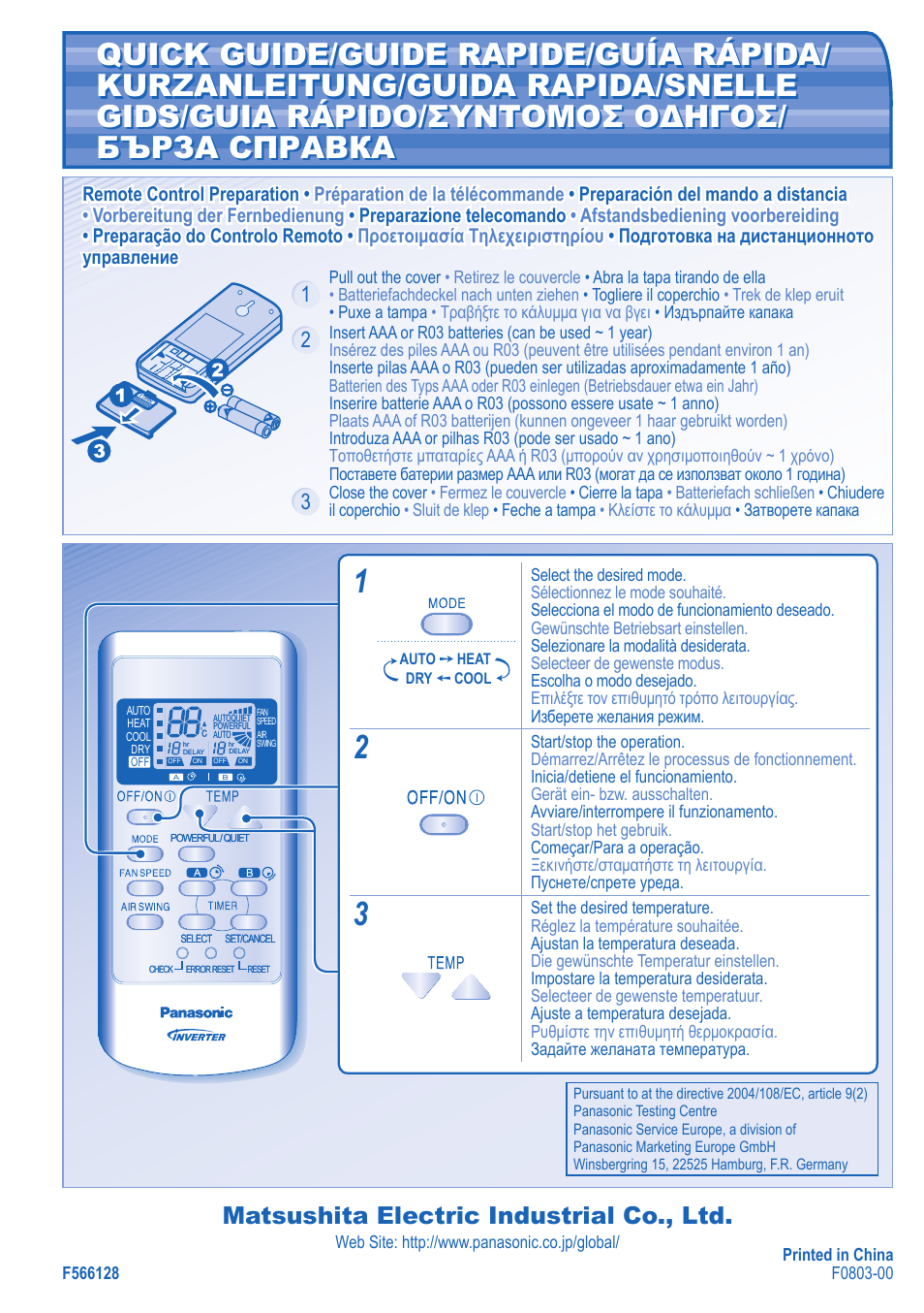 Matsushita electric industrial co., ltd | Panasonic CSRE12HKE User Manual | Page 60 / 60