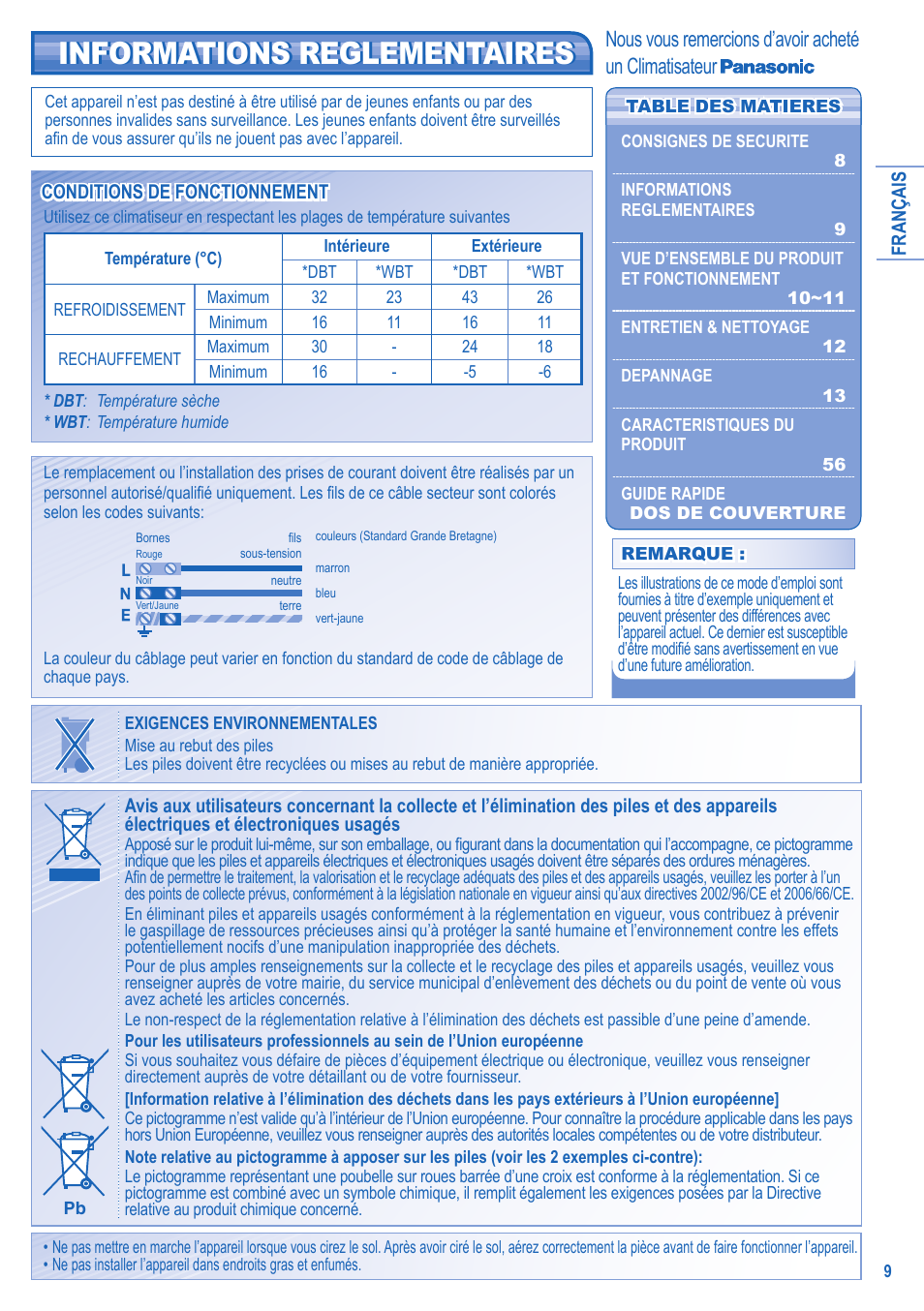Panasonic CSRE12HKE User Manual | Page 9 / 60