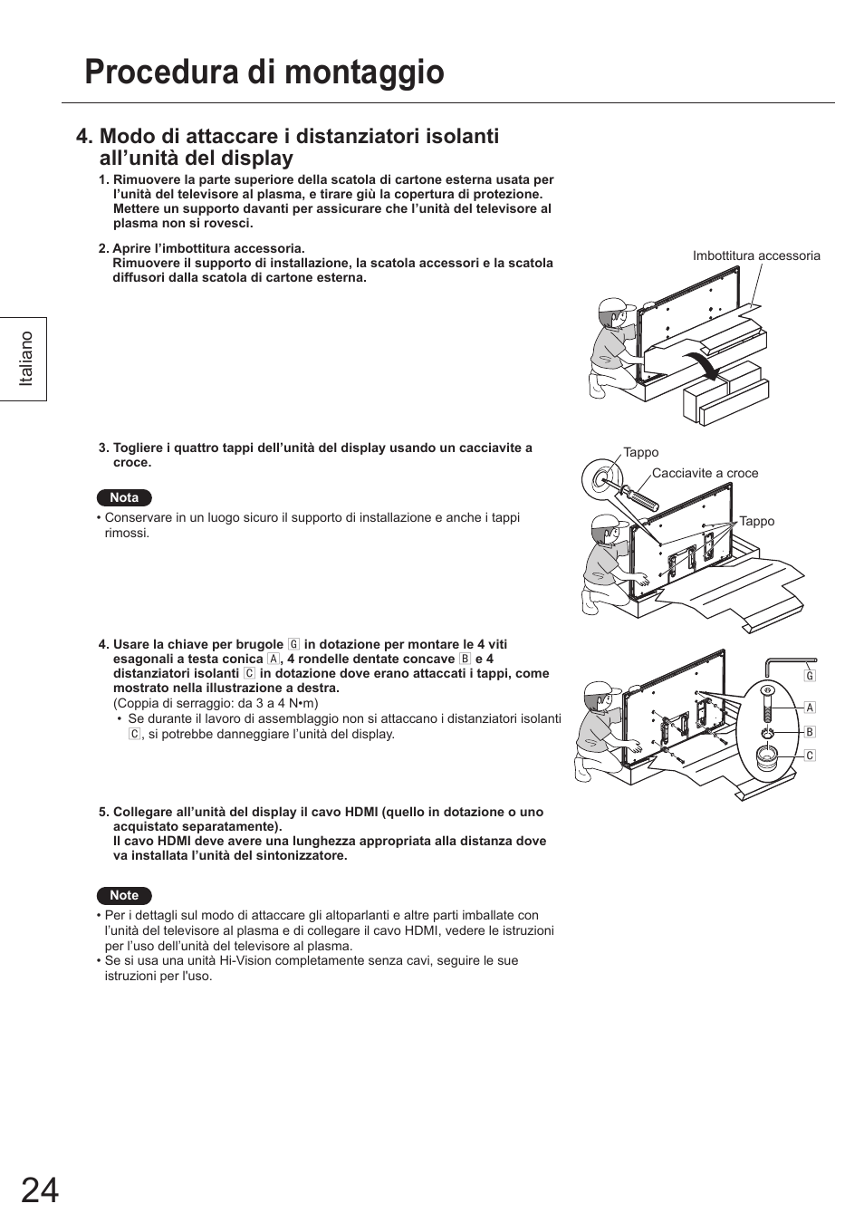 Procedura di montaggio | Panasonic TYWK5P1SW User Manual | Page 24 / 80