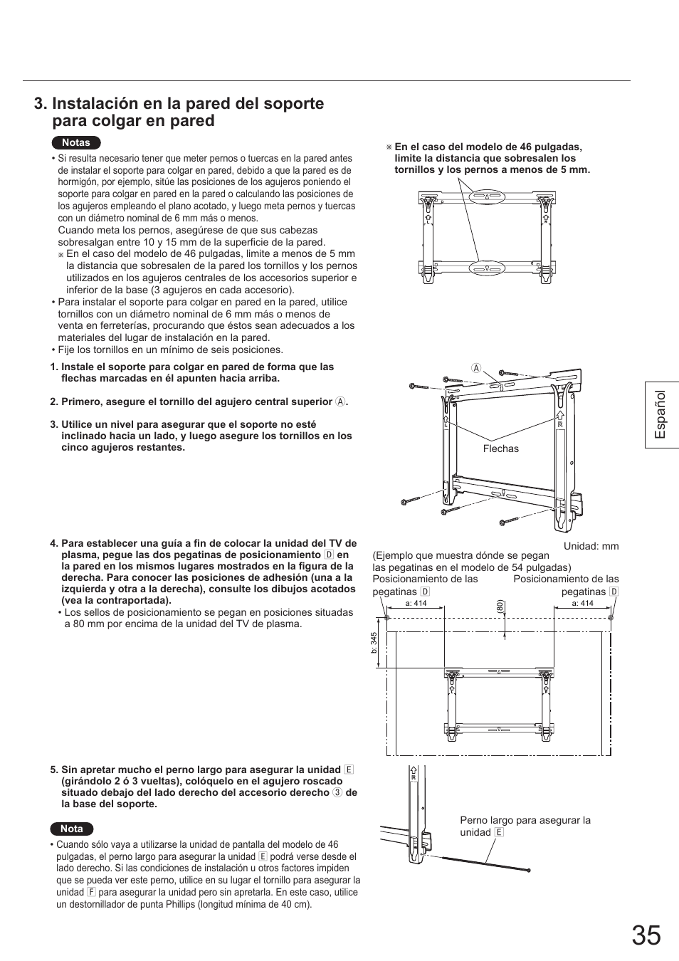 Español | Panasonic TYWK5P1SW User Manual | Page 35 / 80