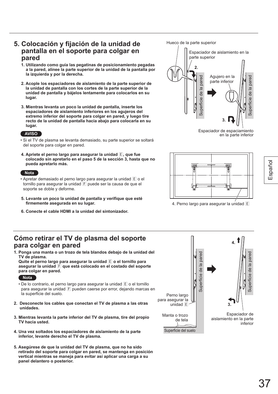 Español | Panasonic TYWK5P1SW User Manual | Page 37 / 80