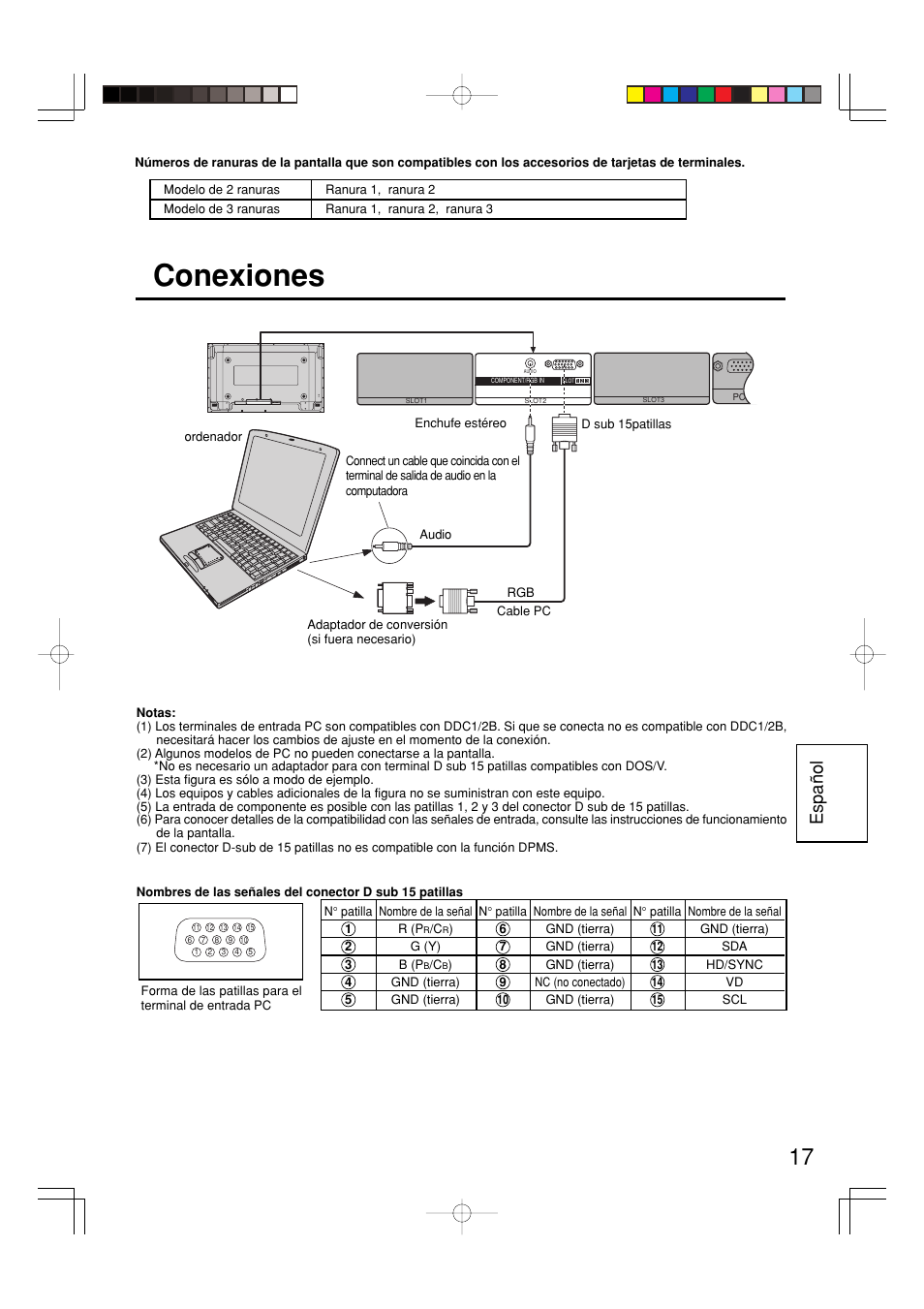 Conexiones, Espa ñ ol | Panasonic TY42TM6P User Manual | Page 17 / 24