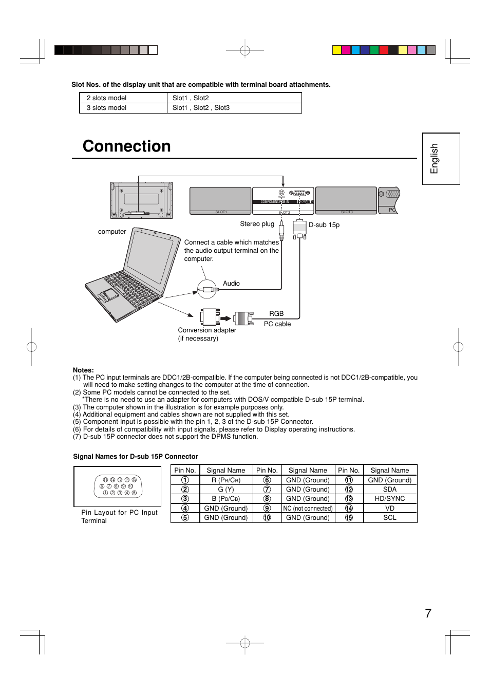 Connection, English | Panasonic TY42TM6P User Manual | Page 7 / 24