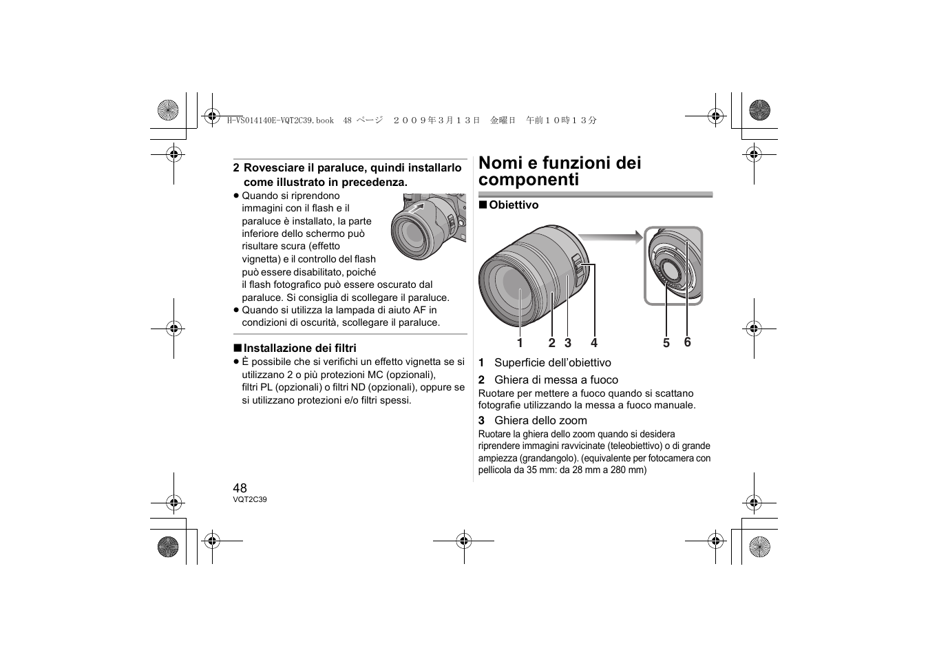 Nomi e funzioni dei componenti | Panasonic HVS014140E User Manual | Page 48 / 72