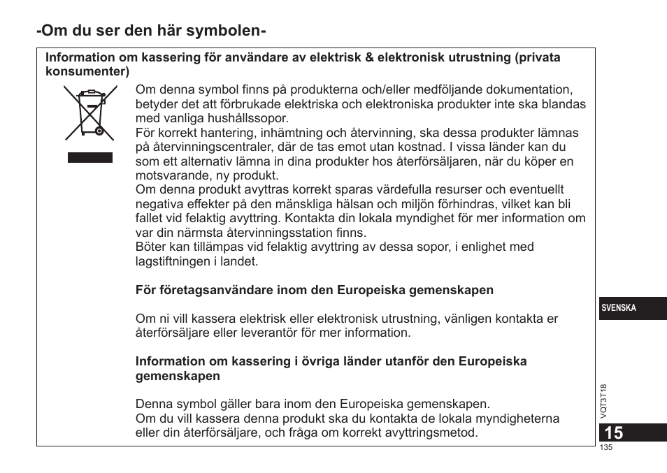 Om du ser den här symbolen | Panasonic RRUS300E User Manual | Page 135 / 136