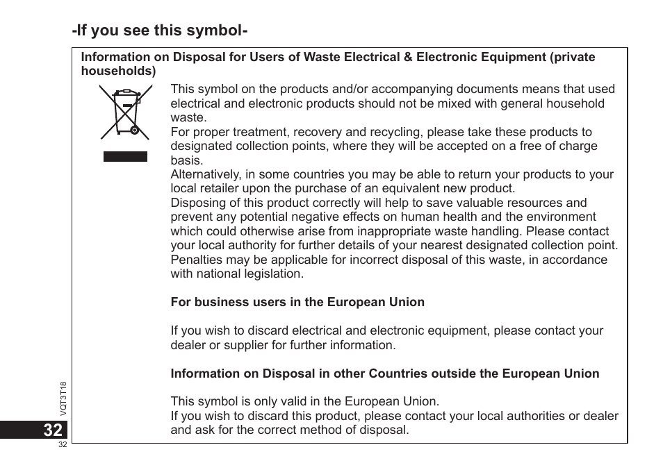 If you see this symbol | Panasonic RRUS300E User Manual | Page 32 / 136