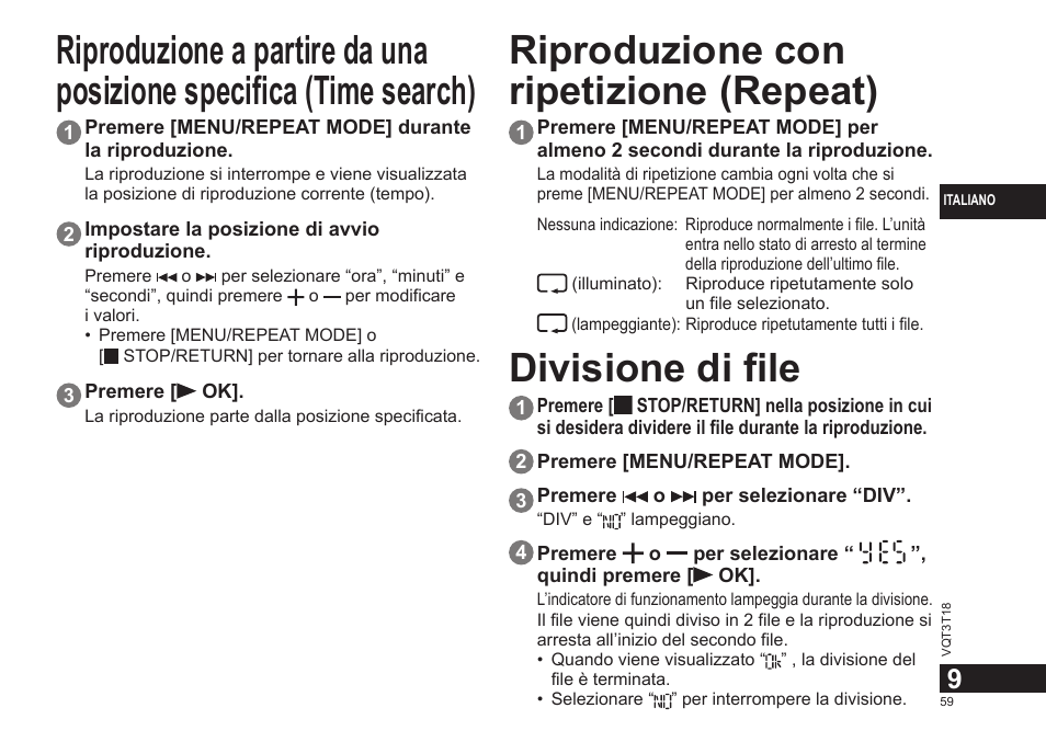 Divisione di file | Panasonic RRUS300E User Manual | Page 59 / 136
