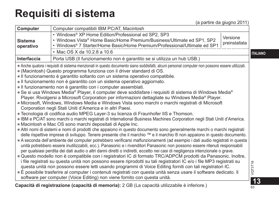 Requisiti di sistema | Panasonic RRUS300E User Manual | Page 63 / 136