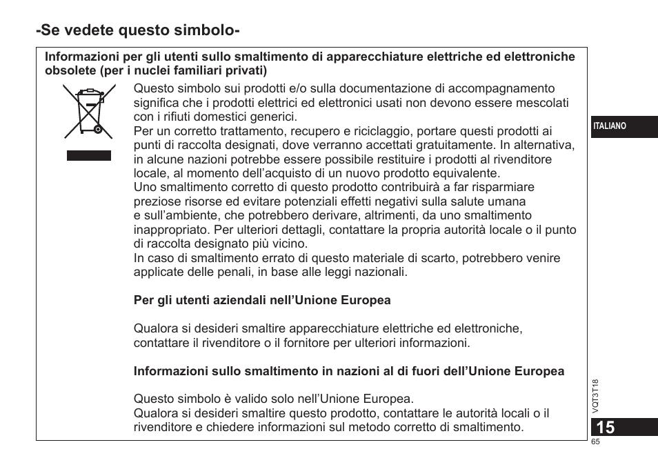 Se vedete questo simbolo | Panasonic RRUS300E User Manual | Page 65 / 136