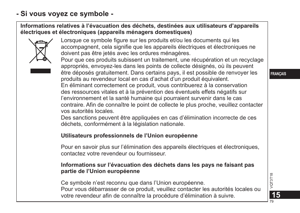 Si vous voyez ce symbole | Panasonic RRUS300E User Manual | Page 79 / 136