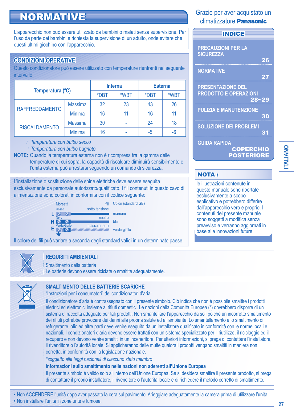 Normative, Grazie per aver acquistato un climatizzatore | Panasonic CSTE15HKE User Manual | Page 27 / 56