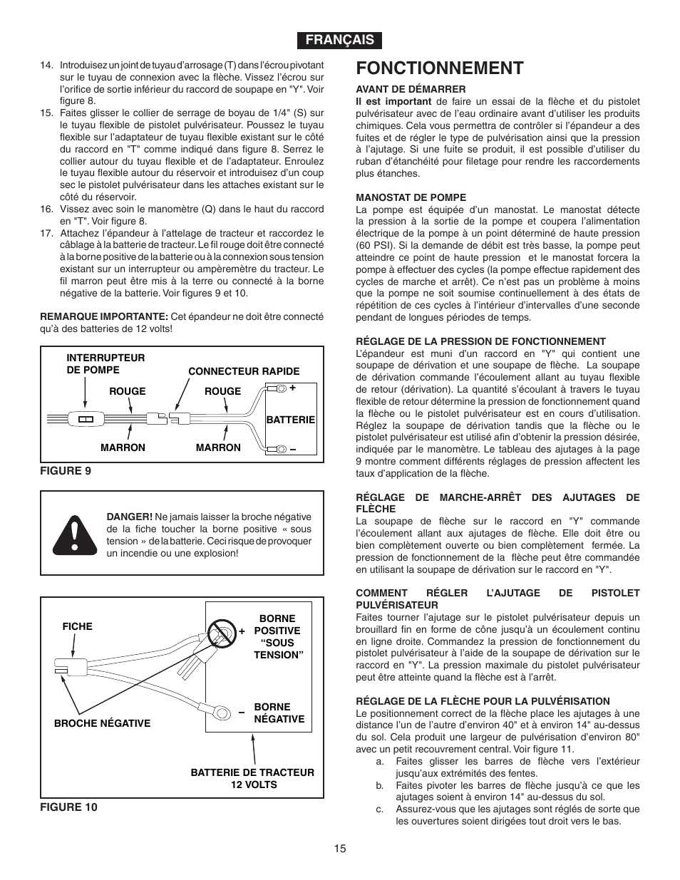 Fonctionnement, Français | Agri-Fab 45-02932 User Manual | Page 15 / 20