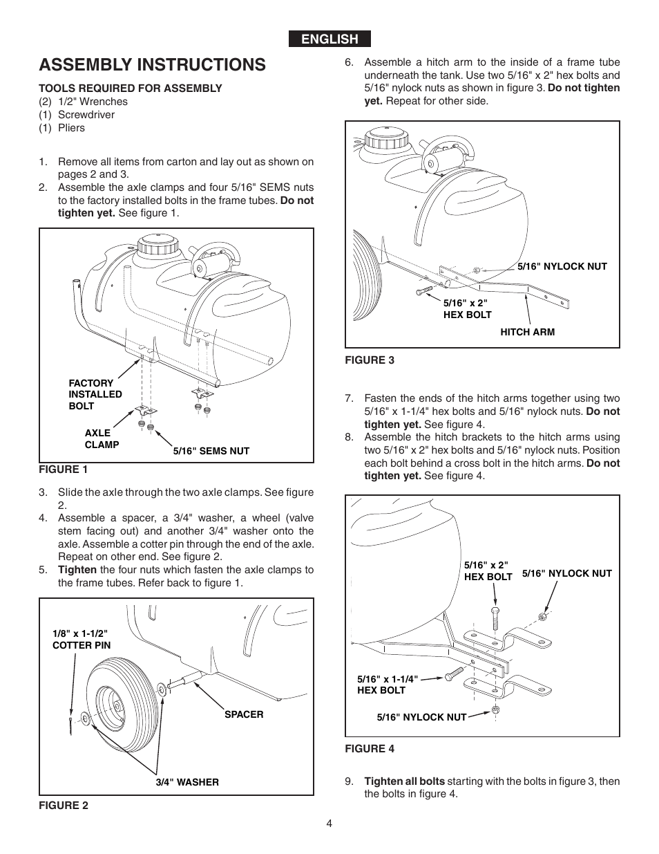 Assembly instructions | Agri-Fab 45-02932 User Manual | Page 4 / 20