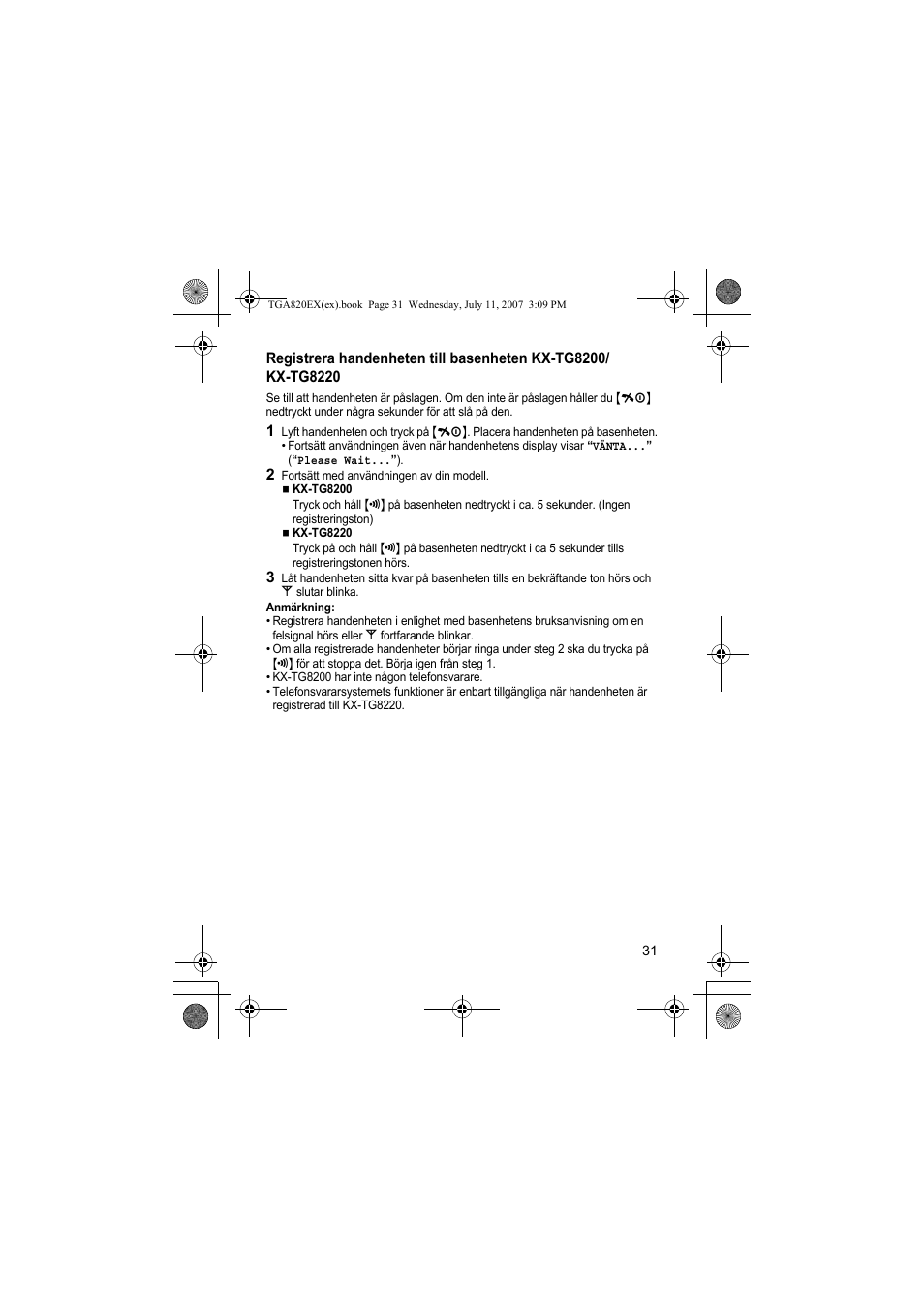 Panasonic KXTGA820EX User Manual | Page 31 / 84