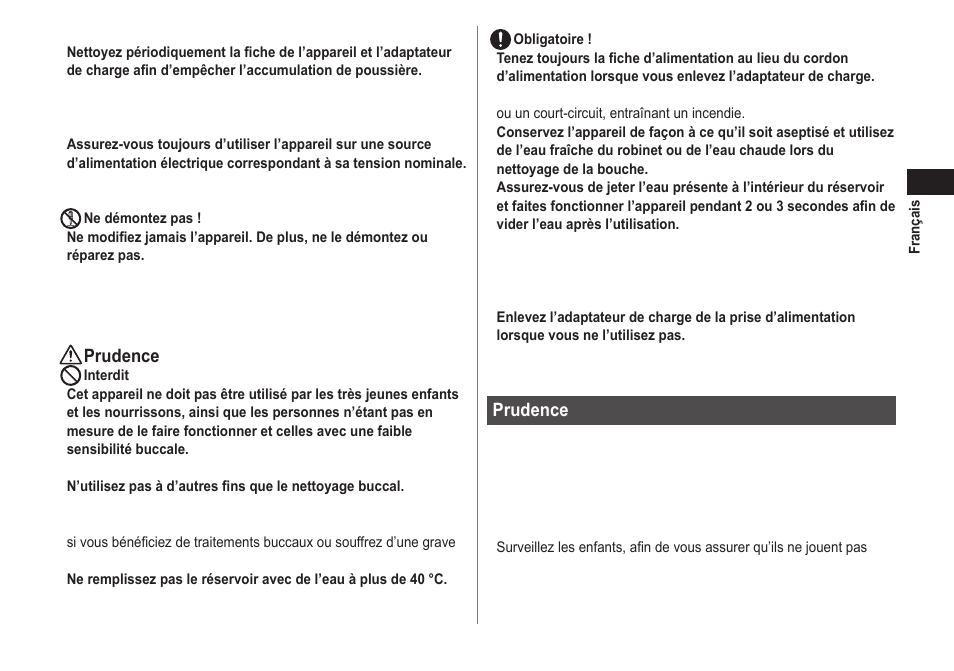 Prudence | Panasonic EWDJ40 User Manual | Page 23 / 172