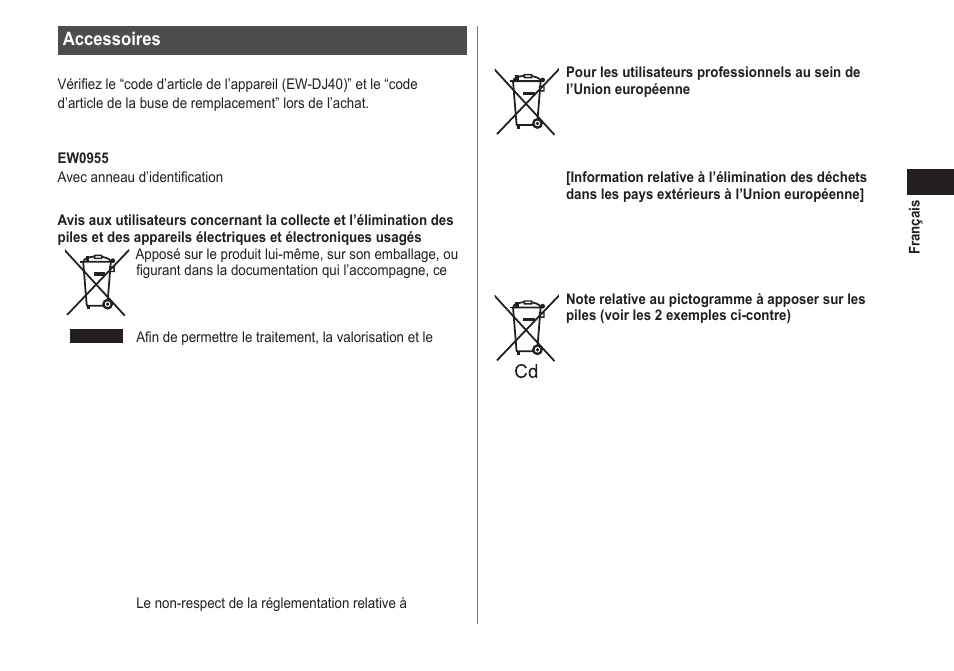 Accessoires | Panasonic EWDJ40 User Manual | Page 31 / 172
