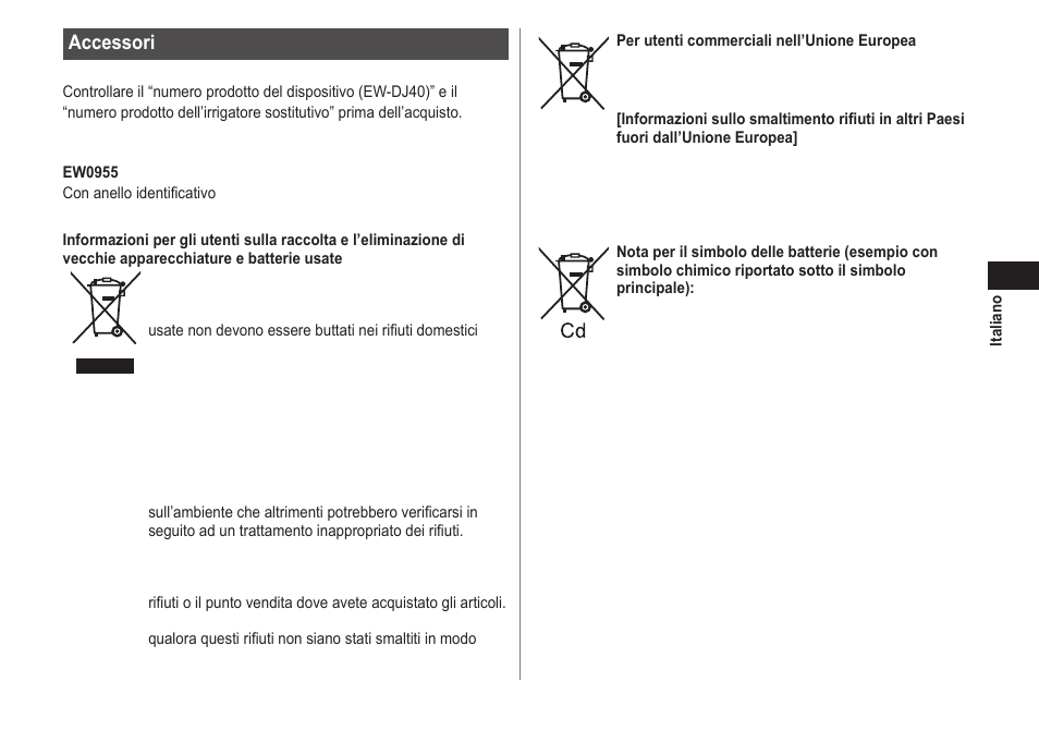 Accessori | Panasonic EWDJ40 User Manual | Page 41 / 172