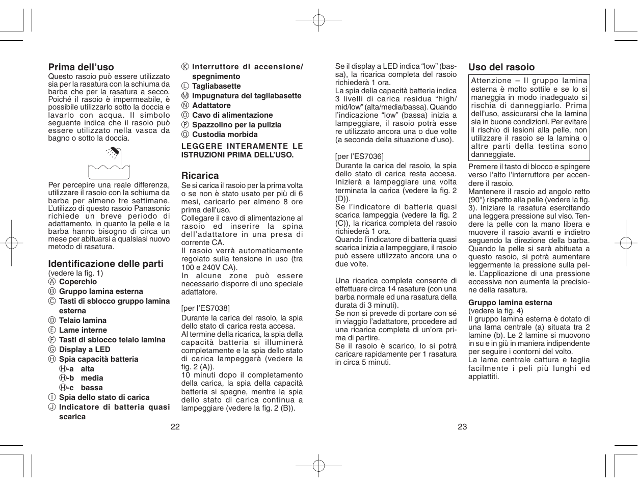 Panasonic ES7038 User Manual | Page 12 / 55