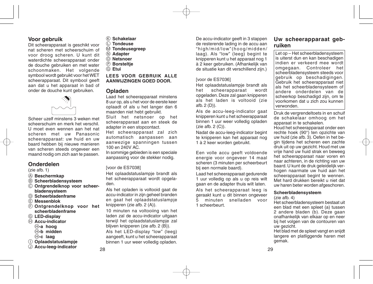 Panasonic ES7038 User Manual | Page 15 / 55