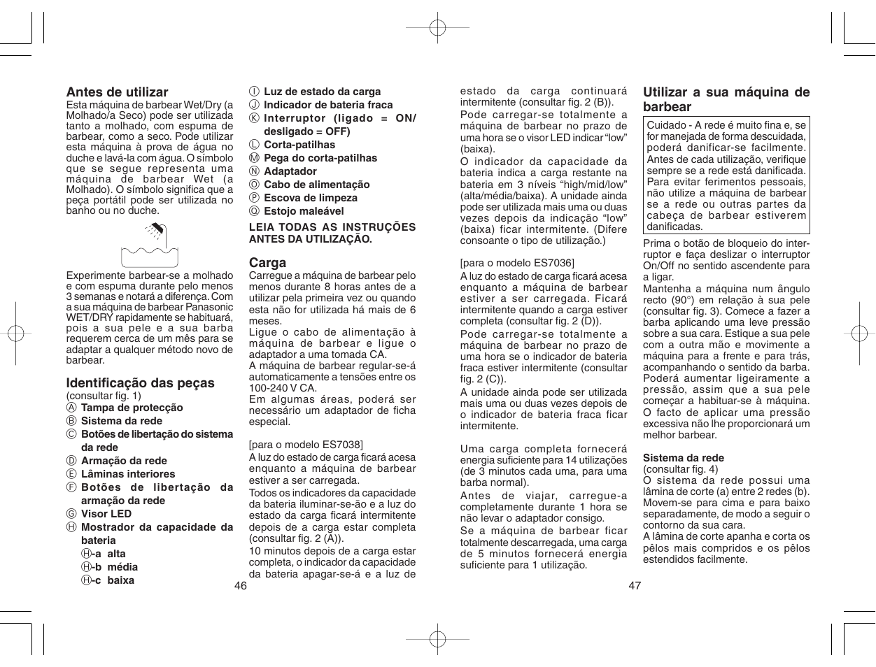 Panasonic ES7038 User Manual | Page 24 / 55