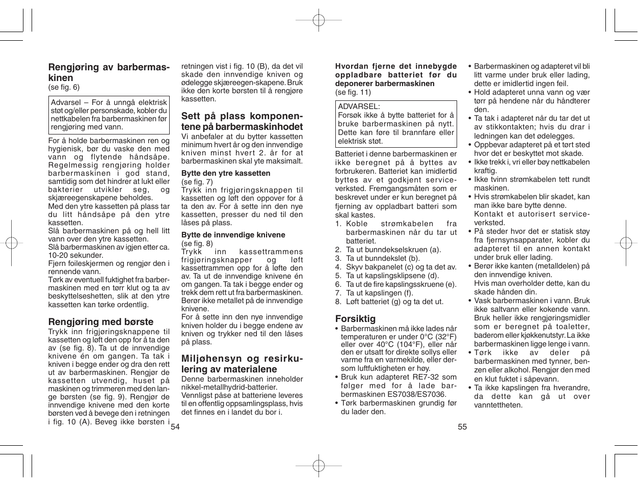 Panasonic ES7038 User Manual | Page 28 / 55