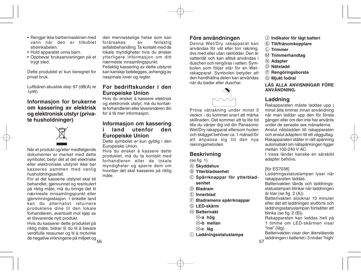 Panasonic ES7038 User Manual | Page 29 / 55