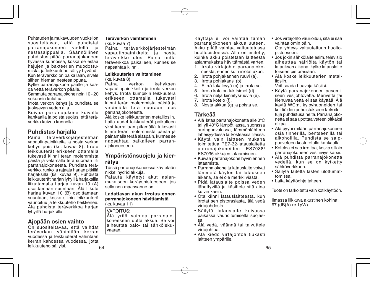 Panasonic ES7038 User Manual | Page 33 / 55