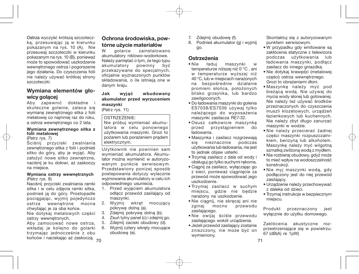 Panasonic ES7038 User Manual | Page 36 / 55