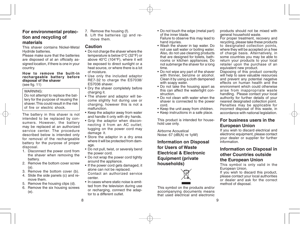 Panasonic ES7038 User Manual | Page 5 / 55