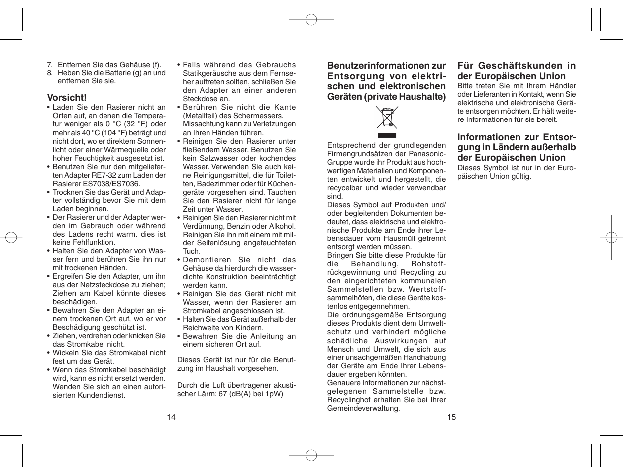 Panasonic ES7038 User Manual | Page 8 / 55