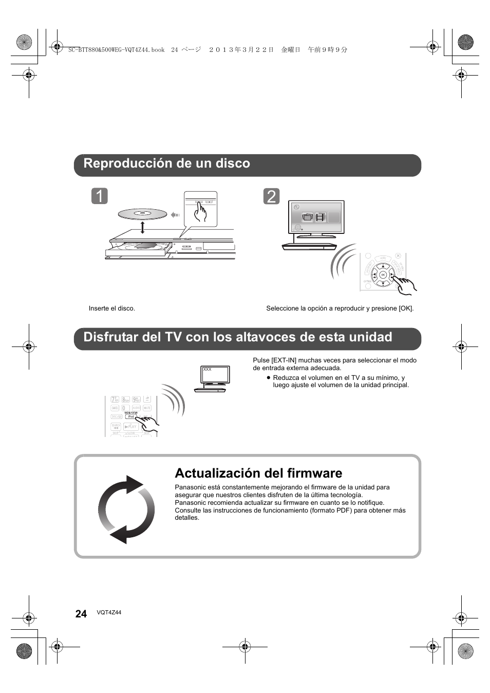 Actualización del firmware, Open/close | Panasonic SCBTT880EG User Manual | Page 24 / 84