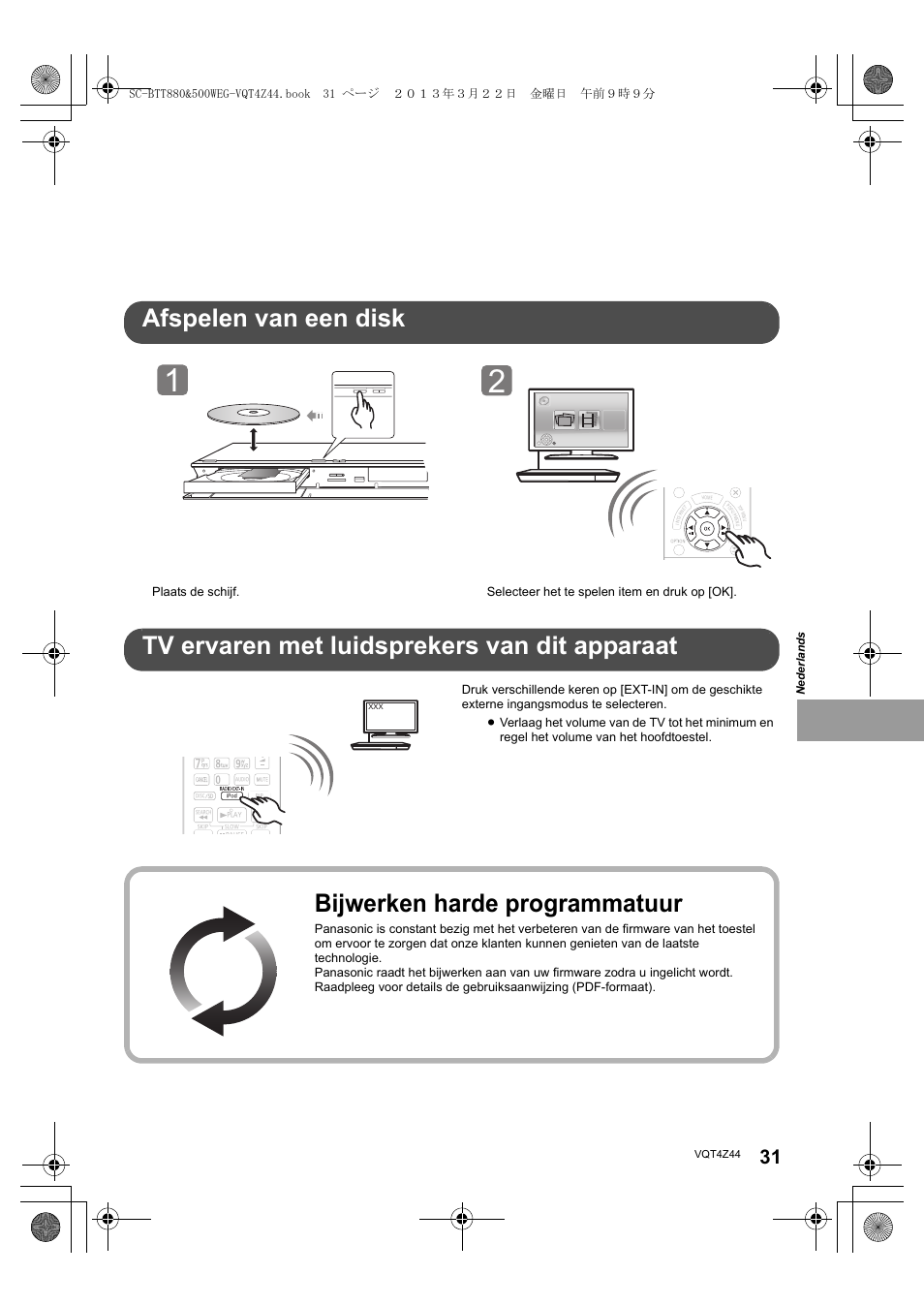 Bijwerken harde programmatuur, Open/close | Panasonic SCBTT880EG User Manual | Page 31 / 84