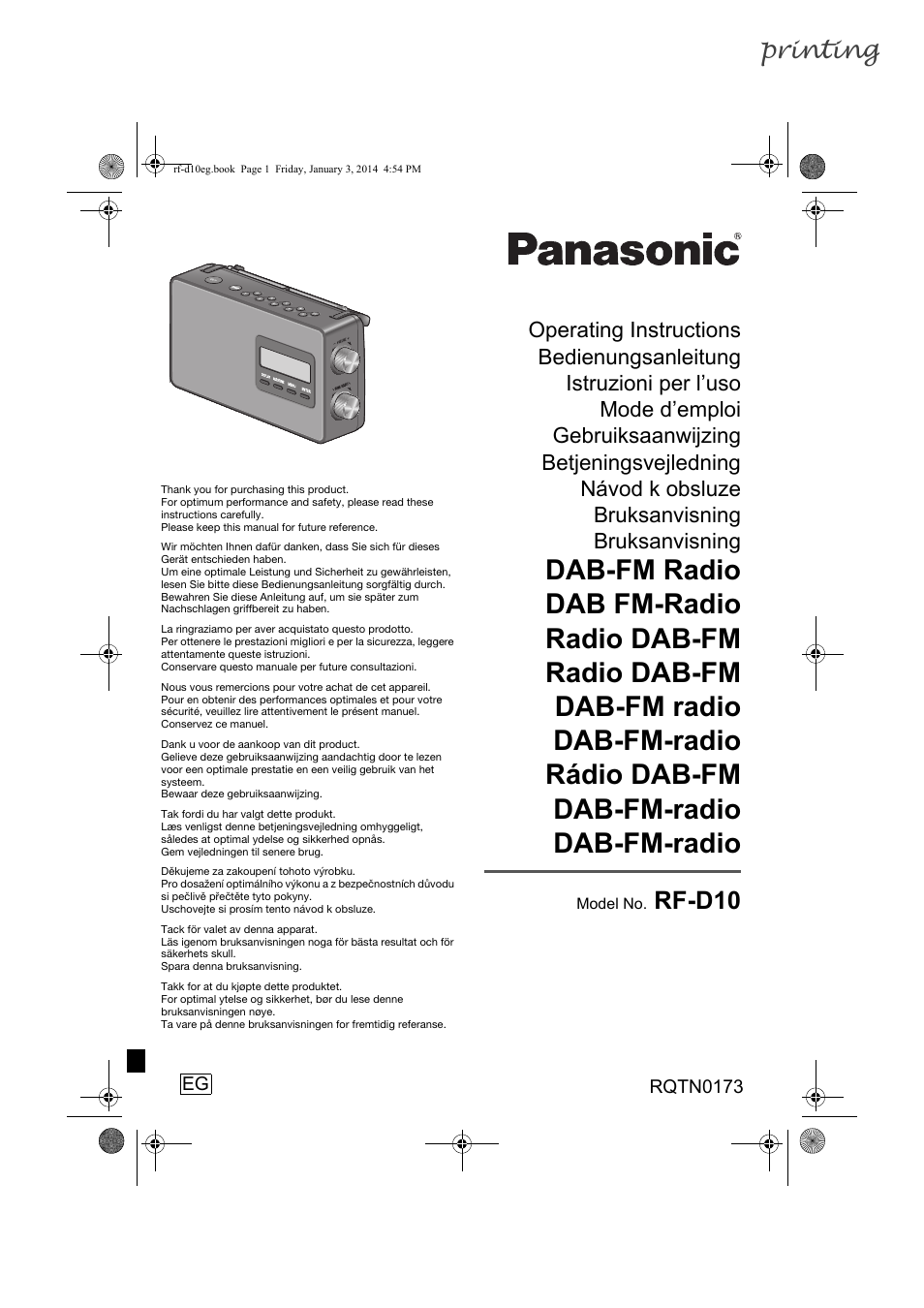 Panasonic RFD10EB User Manual | 56 pages