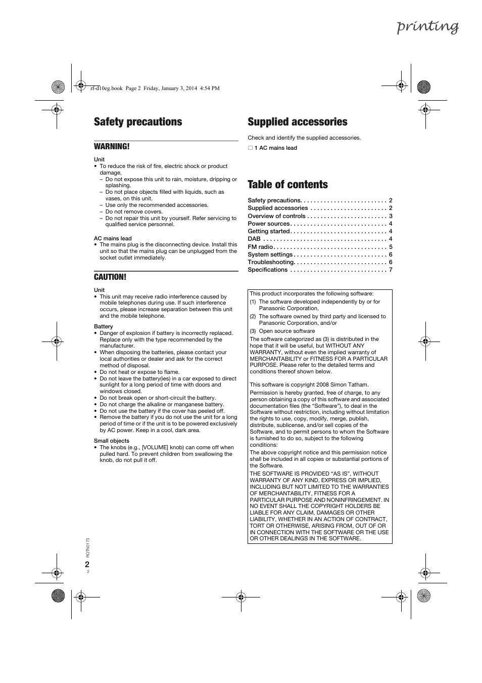 Panasonic RFD10EB User Manual | Page 2 / 56