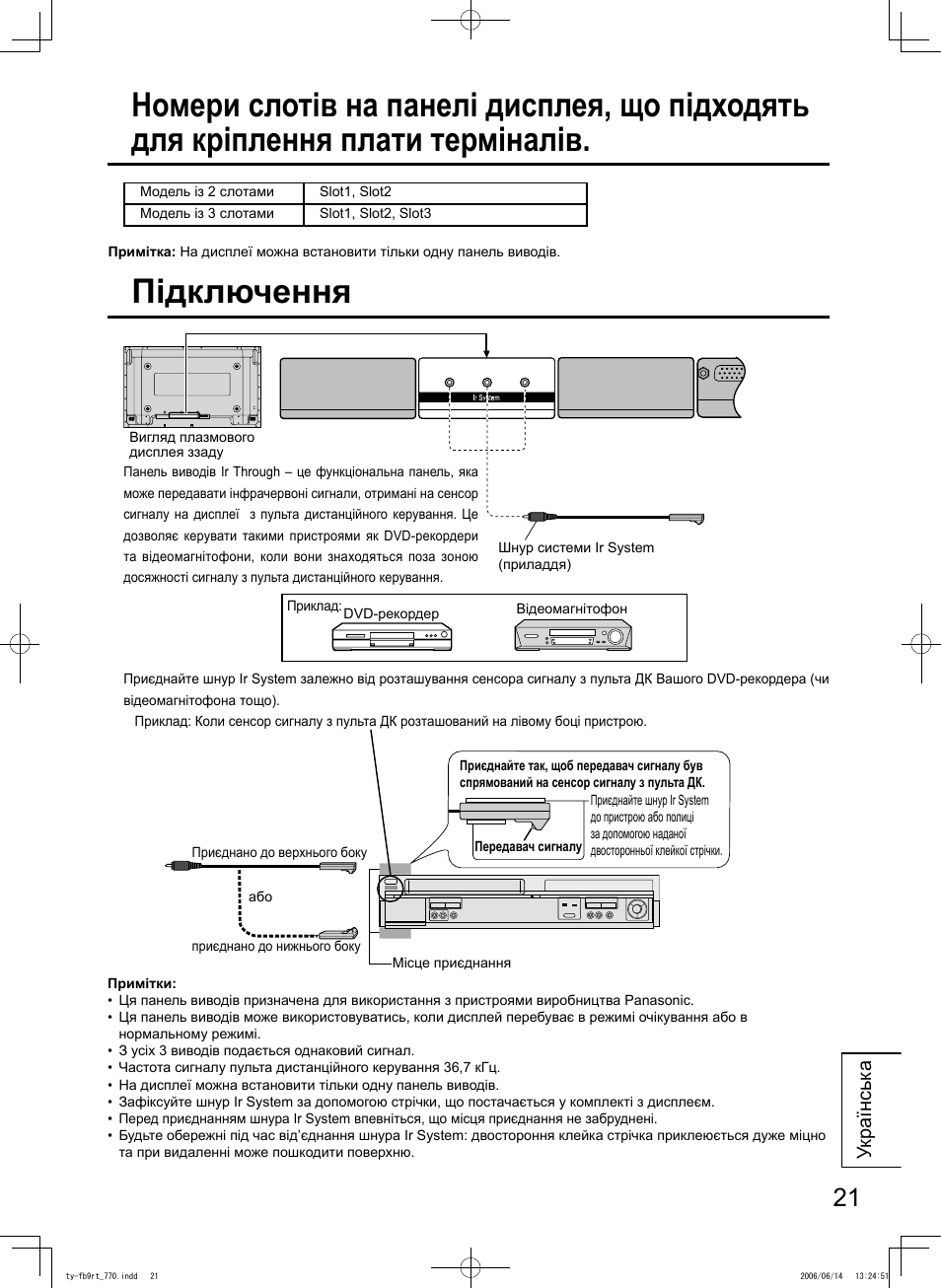 Підключення | Panasonic TYFB9RT User Manual | Page 21 / 24