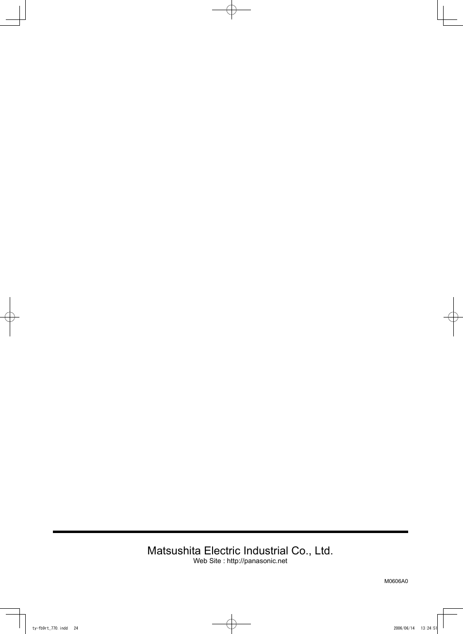 Matsushita electric industrial co., ltd | Panasonic TYFB9RT User Manual | Page 24 / 24