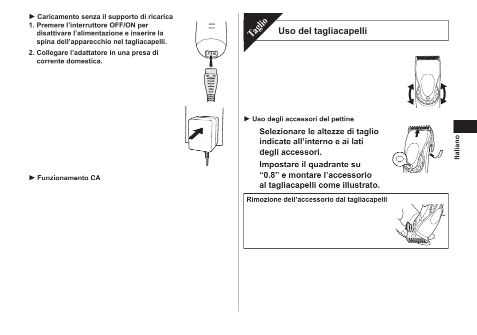 Taglio | Panasonic ER1611 User Manual | Page 19 / 100