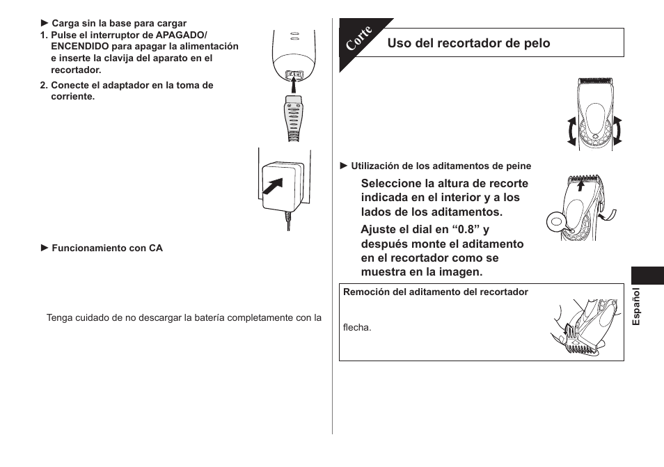 Corte | Panasonic ER1611 User Manual | Page 29 / 100