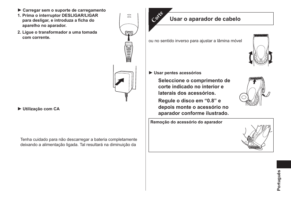 Corte | Panasonic ER1611 User Manual | Page 39 / 100