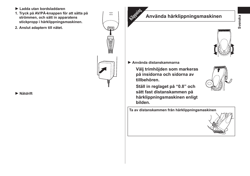 Klippning | Panasonic ER1611 User Manual | Page 49 / 100