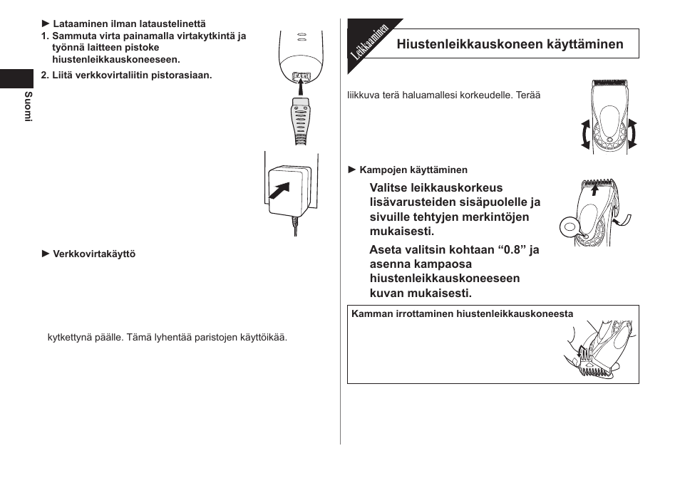 Leikkaaminen | Panasonic ER1611 User Manual | Page 54 / 100