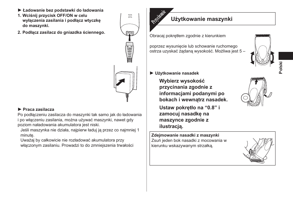 Przycinanie | Panasonic ER1611 User Manual | Page 59 / 100