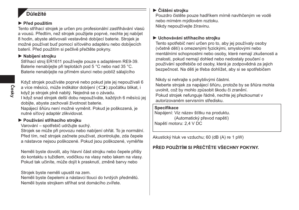 Panasonic ER1611 User Manual | Page 62 / 100