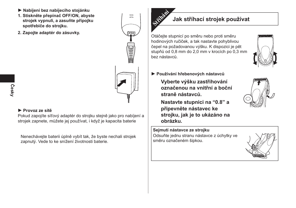 Stříhání | Panasonic ER1611 User Manual | Page 64 / 100
